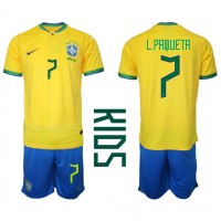Maglie da calcio Brasile Lucas Paqueta #7 Prima Maglia Bambino Mondiali 2022 Manica Corta (+ Pantaloni corti)